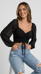 Aria Chiffon Sleeve Knit Top
