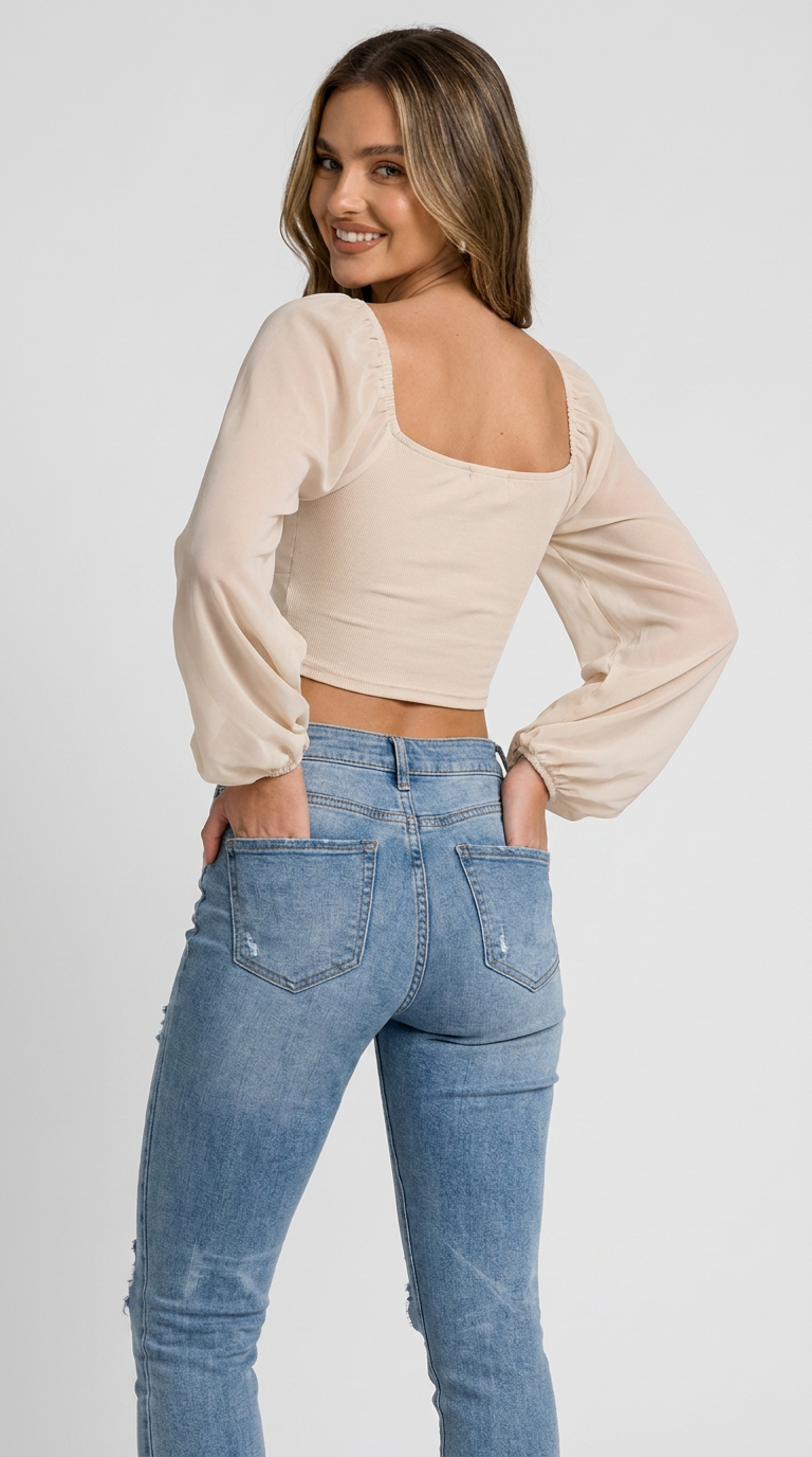 Aria Chiffon Sleeve Knit Top