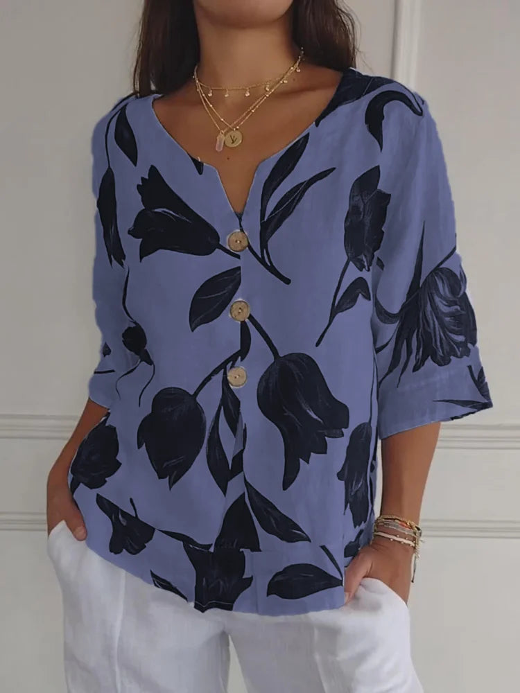Maxa™ | Floral Button-Up Blouse