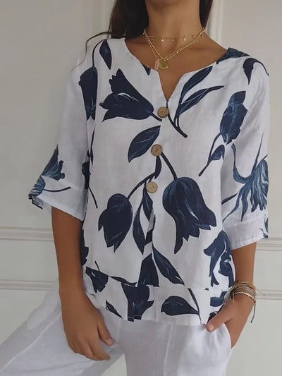 Maxa™ | Floral Button-Up Blouse