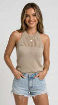 Aria Pointelle Knit Halter