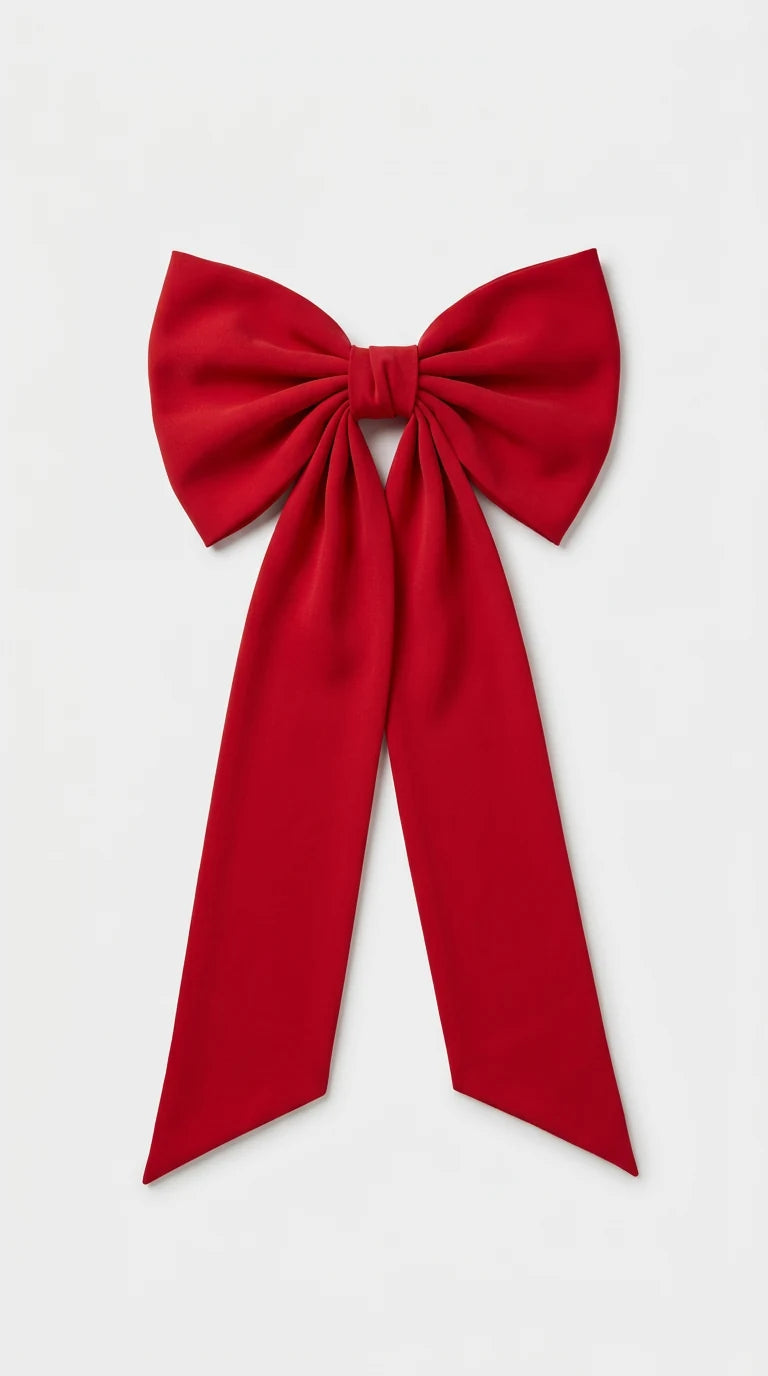 Detachable oversized red bow with long sash tails from the exclusive Juliette mini dress, ELLA Toronto