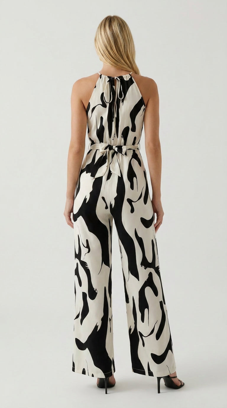 Abstract Wide-Leg Jumpsuit