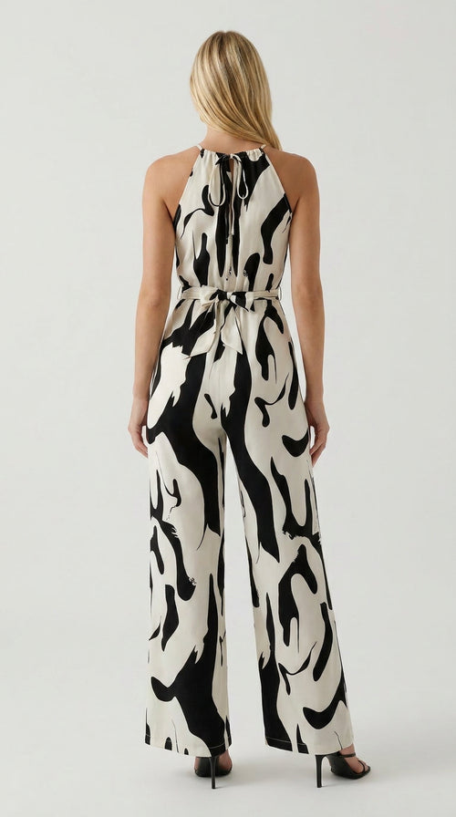 Abstract Wide-Leg Jumpsuit