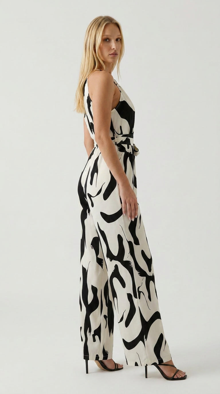 Abstract Wide-Leg Jumpsuit