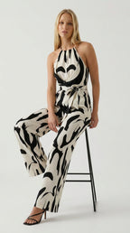 Abstract Wide-Leg Jumpsuit