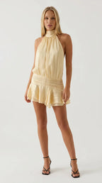Halter Neck Ruched Mini Dress