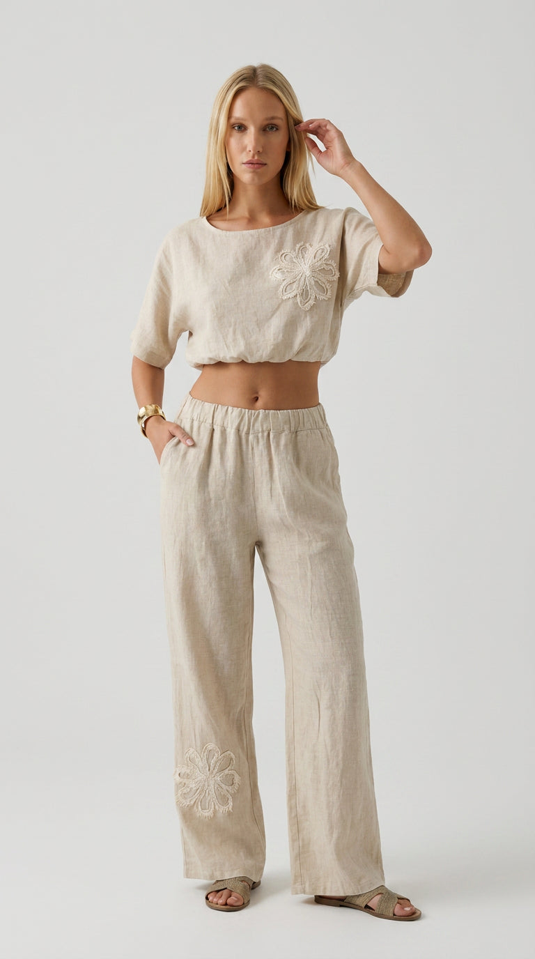 Linen Blend Trouser Set