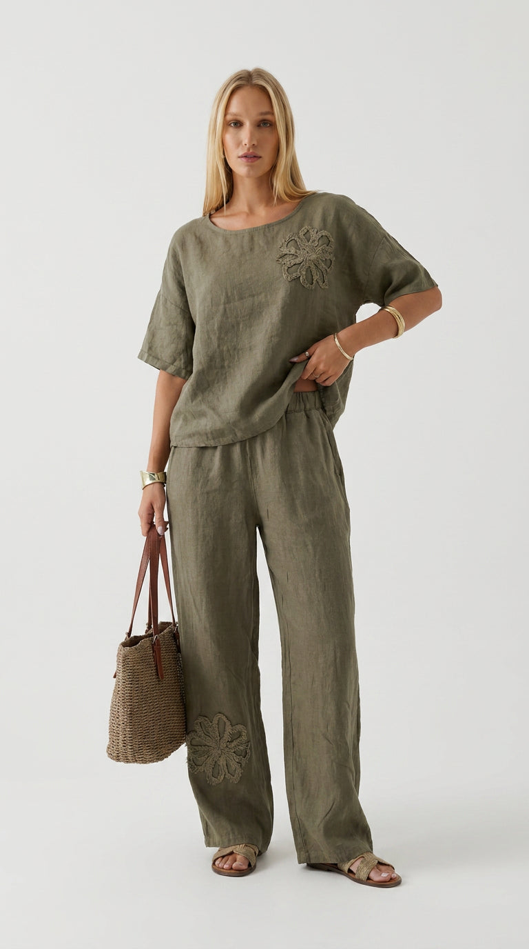 Linen Blend Trouser Set