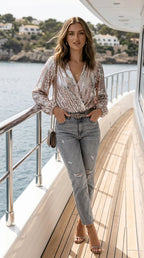 Lyra Sequin Wrap Blouse