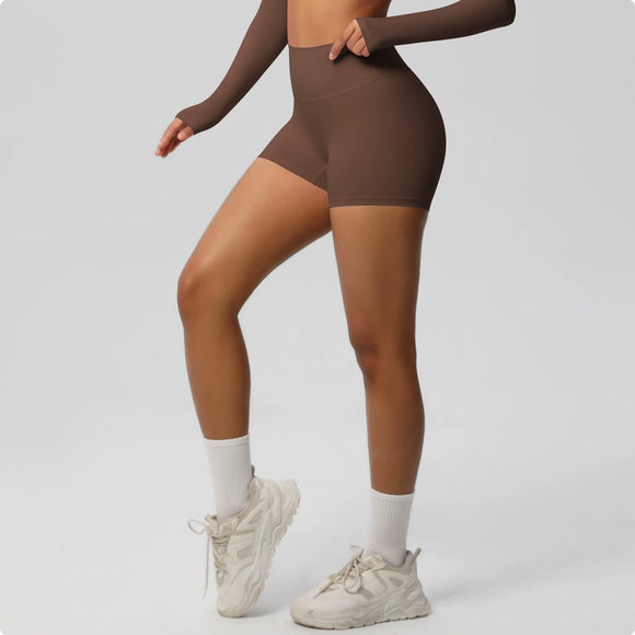 Sanded High Waist Yoga Shorts