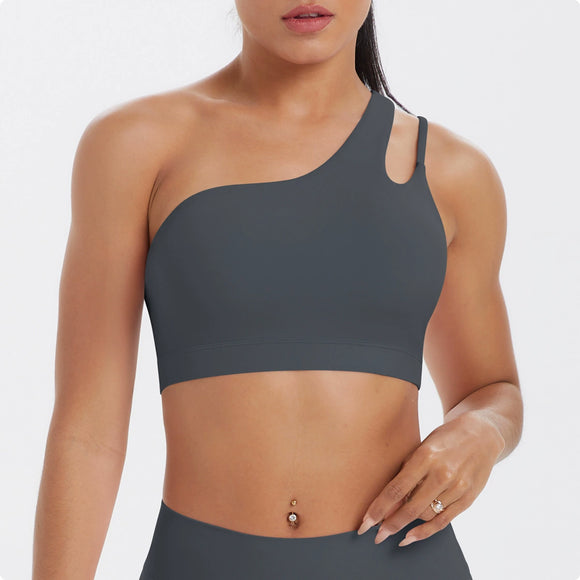 Sanded One-Shoulder Crop