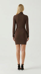 Sleek Mock Neck Mini Dress