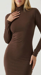 Sleek Mock Neck Mini Dress