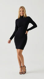 Sleek Mock Neck Mini Dress