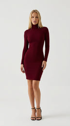 Sleek Mock Neck Mini Dress