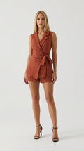 Terracotta Linen Romper Set