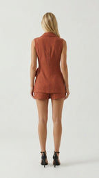 Terracotta Linen Romper Set