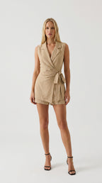 Terracotta Linen Romper Set