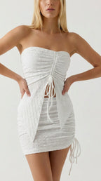 Textured Ruched Mini Dress