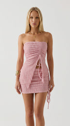 Textured Ruched Mini Dress