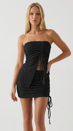 Textured Ruched Mini Dress