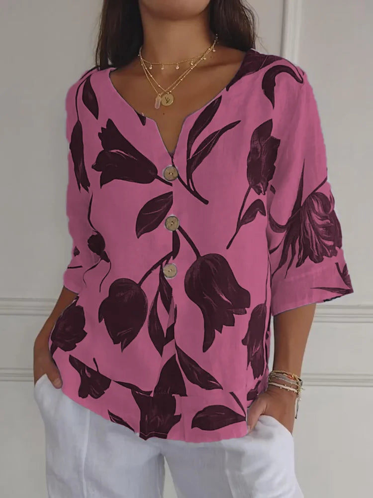 Maxa™ | Floral Button-Up Blouse