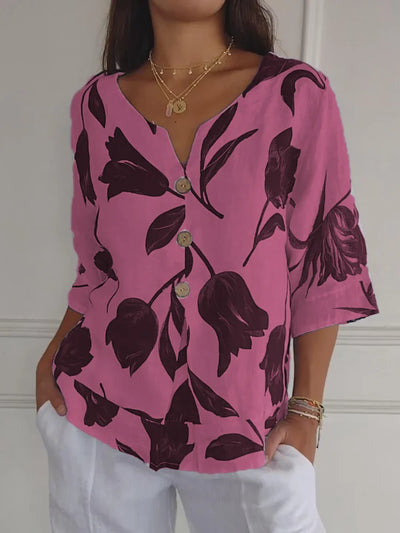 Maxa™ | Floral Button-Up Blouse