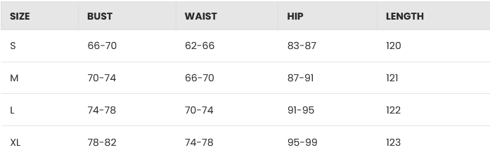 Size chart for Céline | Romantic Lace Maxi